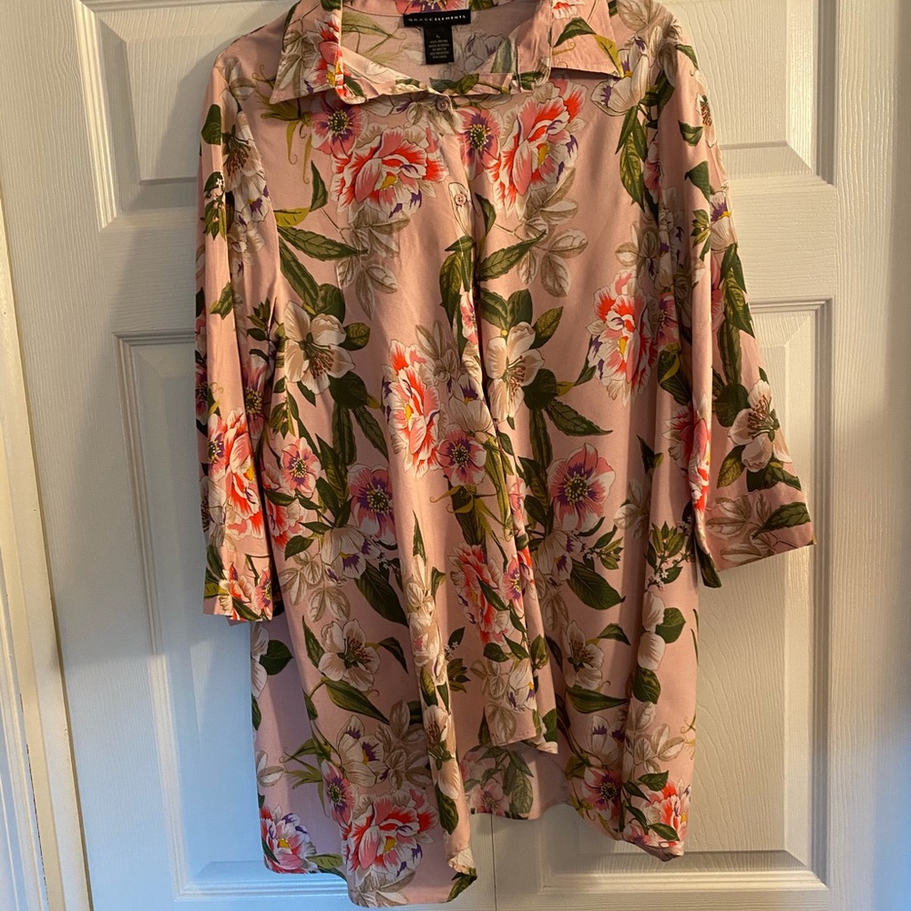 Grace Elements Blouse.  Size L, Length: 29” to 33”.  3/4 Sleeves.
